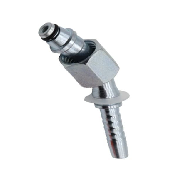 Metric Female 06 Light 45° Elbow 1/4" Hose End